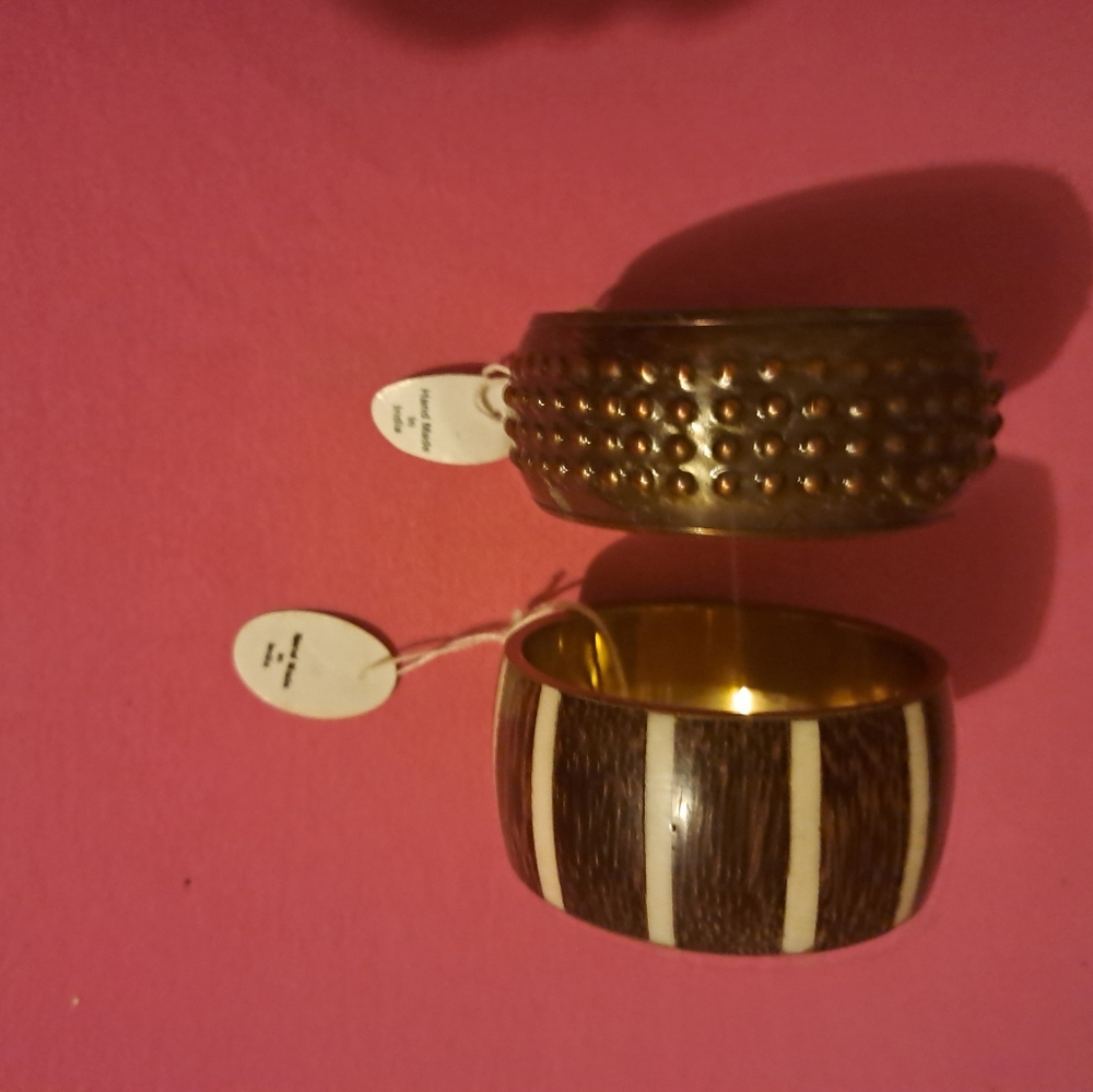 Two Brown Bangle Bracelets - image 1